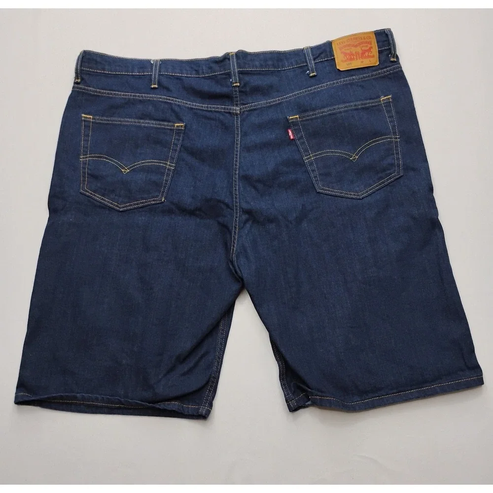 Levis 569 Jean Shorts Mens 48 Blue Dark Wash Denim Baggy Fit Jorts 11in inseam